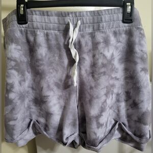 Gray tie-dyed lounge shorts